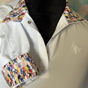 Girl's  long sleeve collar and cuffed show shirt made by Ovation. Size Medium.